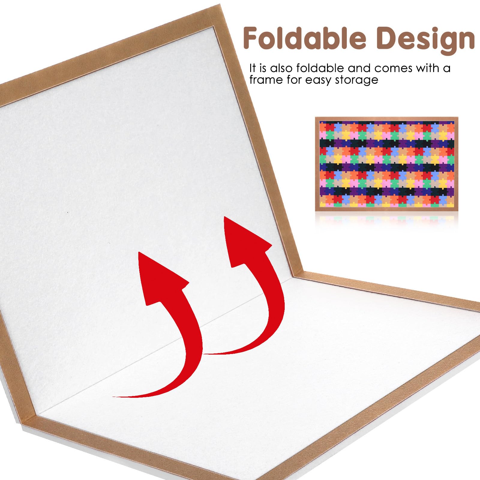 Planche de puzzle pliable pour 500 pièces, tapis de puzzle portable antidérapant avec cadre sécurisé, plateau de tri vierge en fibre de polyester, 60 x 40 cm