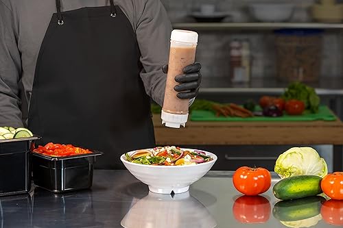 Miniatura 5 de San Jamar Ez Kleen - Botella de plástico para salsa con válvula pequeña para salsas finas y vinagretas, 20 onzas, color blanco, (paquete de 12)