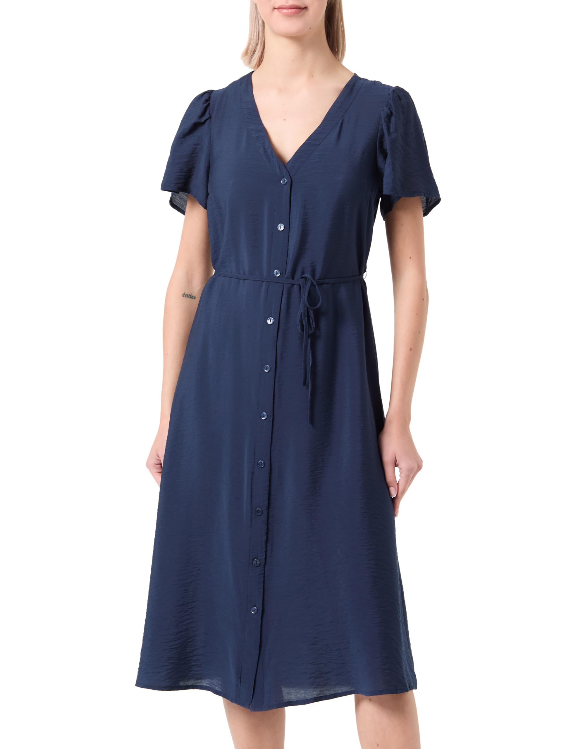 VMJOSIE SS Calf Shirt Dress WVN GA, Blazer Navy, L