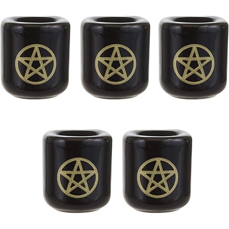 Mega Candles Ceramic Pentacle Ritual Candle Holder Set