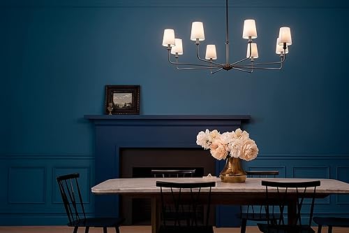 Miniatura 5 de Kichler Pallas 52517BK - Lámpara de techo de 8 luces en color negro, con persianas cónicas de lino opcionales para vestíbulo, sala de estar o