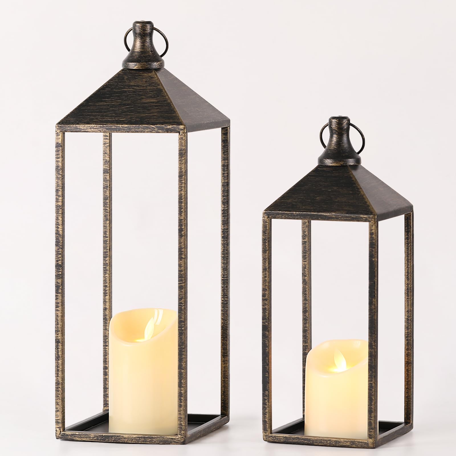 17" 13" Vintage Farmhouse Decorative Lanterns Indoor Outdoor with Candles