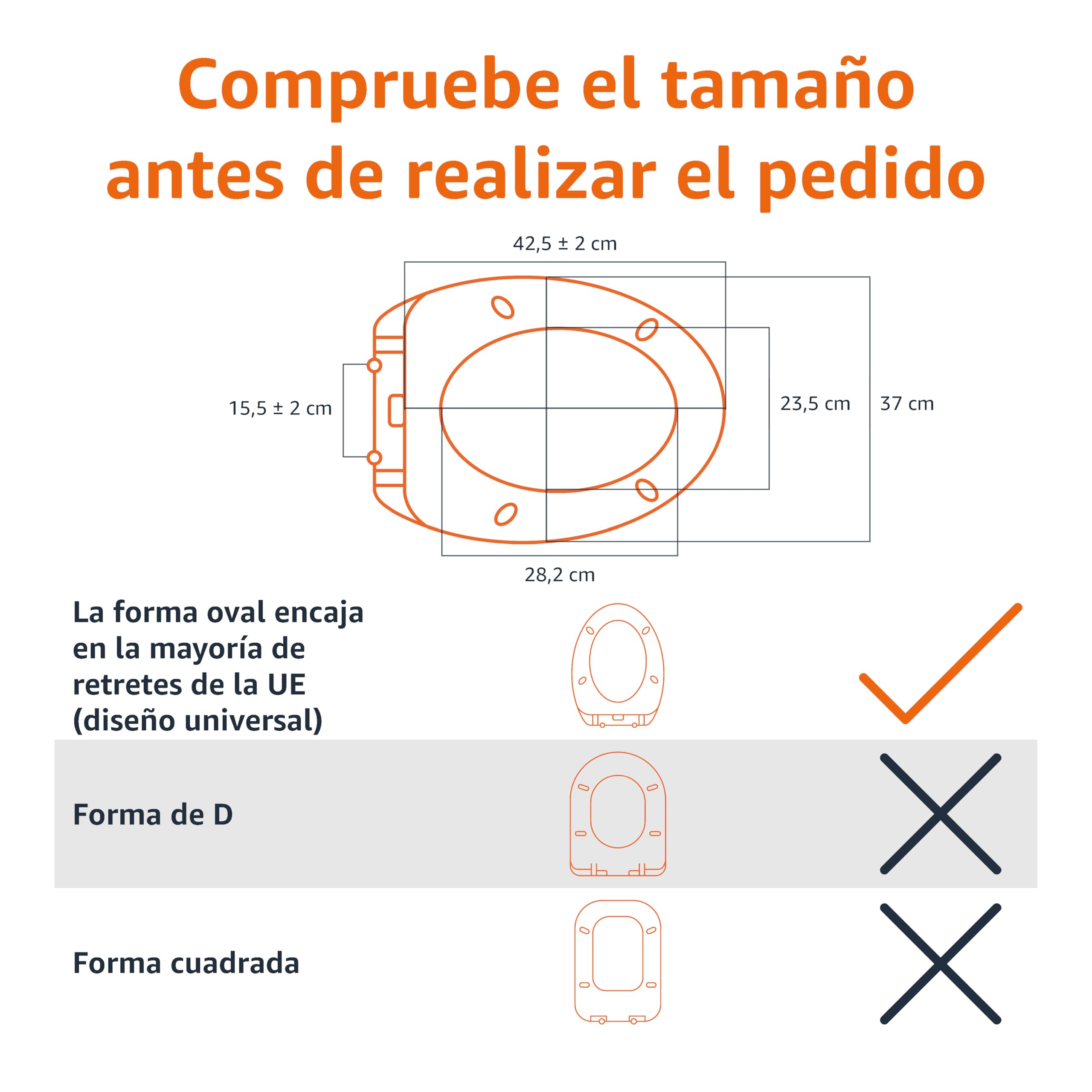 Amazon Basics Ovalado Asiento de inodoro de cierre suave, resistente, de liberación rápida, material de urea, tamaño universal, 37 x 42.5 cm, Blanco