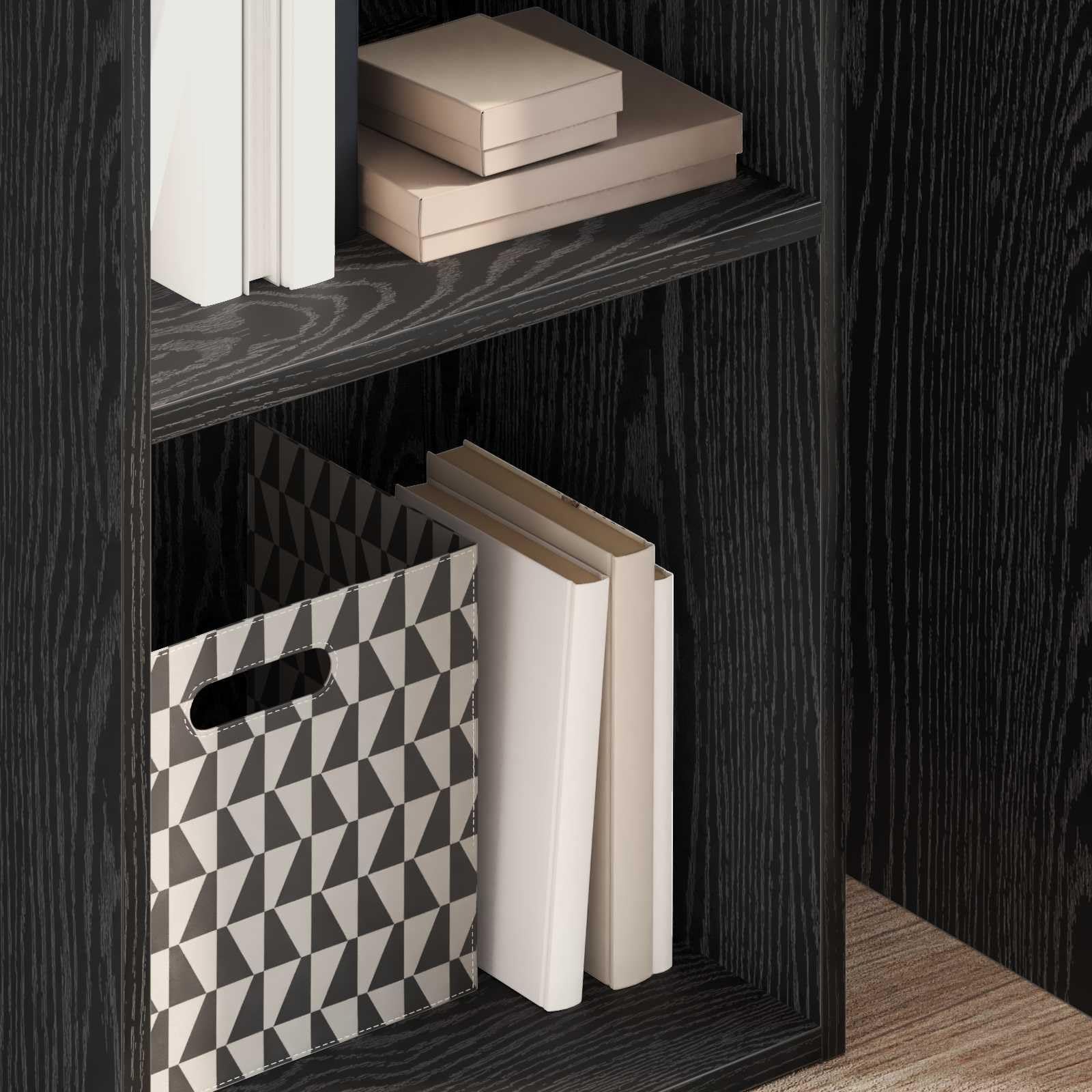 Bücherregal Schwarz Eichen-Optik Holzwerkstoff 40 x 30 x 152 cm Standregal mit 4 Regalböden und Stauraum, vielseitiges Regalsystem für Wohnzimmer Schlafzimmer Büro Ablage und Deko
