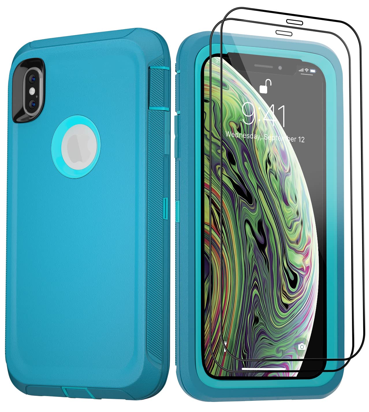 Case for iPhone Xs Max Case with 2 Screen Protector, Full Body Protection Heavy Duty Phone Case, Drop-Proof Shockproof Military Grade Cover for Apple