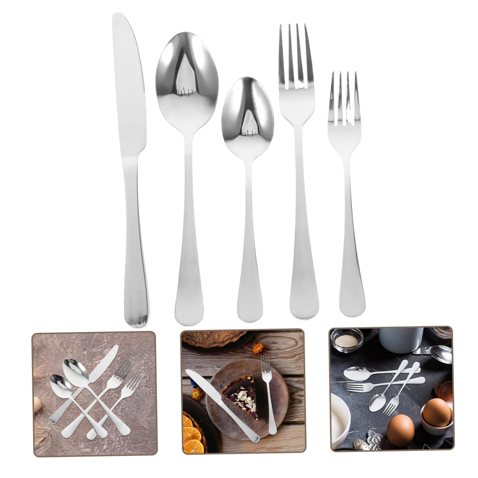 Cubiertos de Acero Inoxidable 20 Piezas para Cena y Fiesta | Plata, Agarre Cómodo y Uso Versátil, Diseño Elegante y Sencillo para Restaurantes y Otras Ocasiones