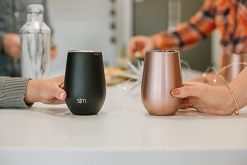 Miniatura 6 de Simple Modern Vaso de vino con tapa, bonito vaso de vidrio sin tallo con tapa a presión, taza de café aislada de acero inoxidable, regalos para