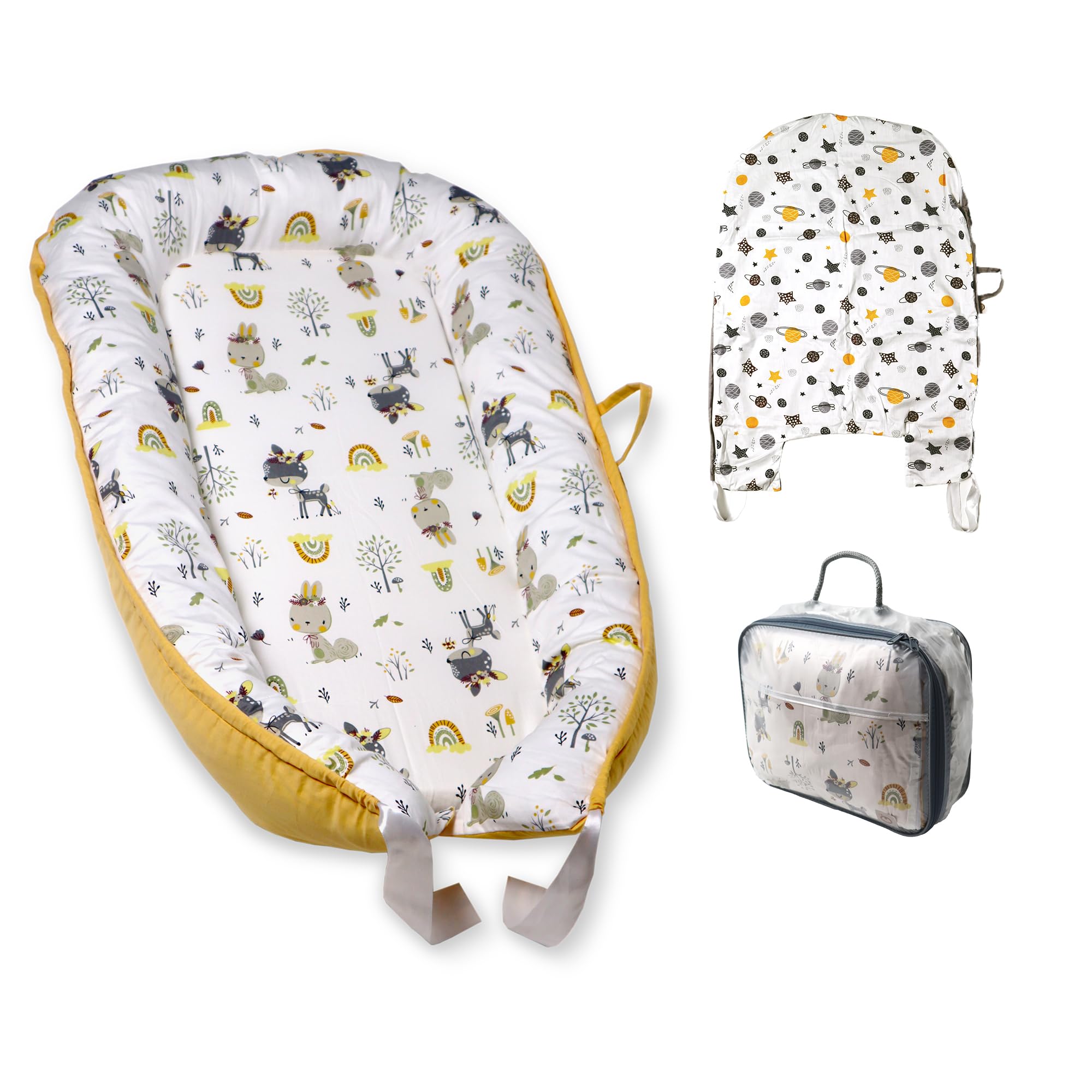 Soft and Breathable Baby Lounger with an Extra Cover - Portable Infant Nest for Newborns - Safe and Comfortable Resting Pod for Babies
