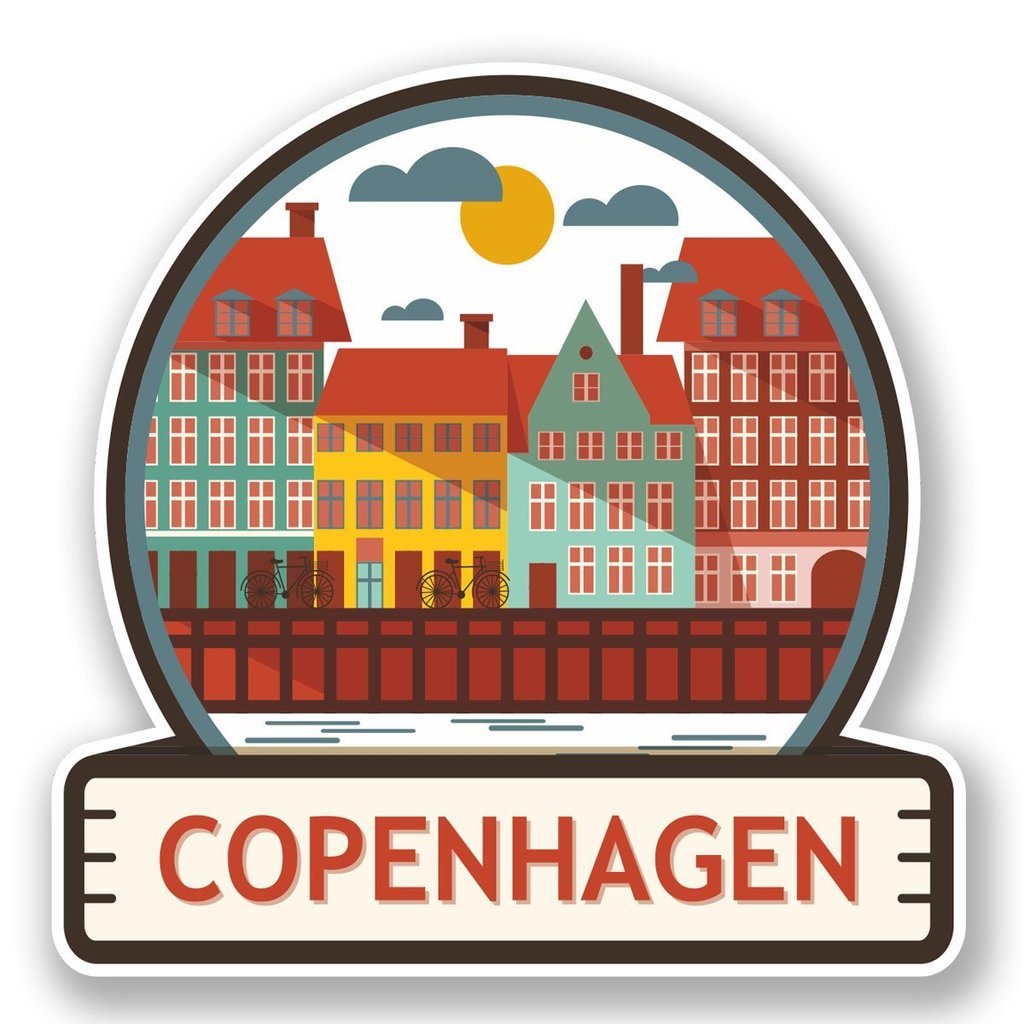 2 x 10cm/100mm Copenhagen Vinyl Sticker Decal Laptop Travel Luggage Car Bike Sign Fun #5887