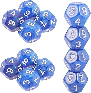 SAFIGLE 20 Pçs 12 Dados Role Playing Dados Brinquedos Retrô Terno Infantil Dados Poliédricos Dados De Número De Acrílico Carne E Sangue Tcg Acrílico Azul Dados De 12 Lados 1-12 Dados