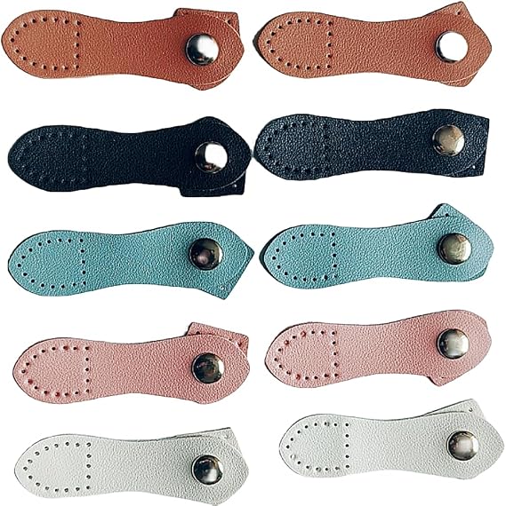 10 Sets Leather Snap Buckles Leather Tab Closure, Sew On Leather Tab Closures Buckles Fasteners for Handbags Shoulder Bags Purses DIY Craft Sewing Accessories (5 Colors)