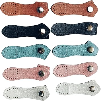 10 Sets Leather Snap Buckles Leather Tab Closure, Sew On Leather Tab Closures Buckles Fasteners for Handbags Shoulder Bags Purses DIY Craft Sewing Accessories (5 Colors)