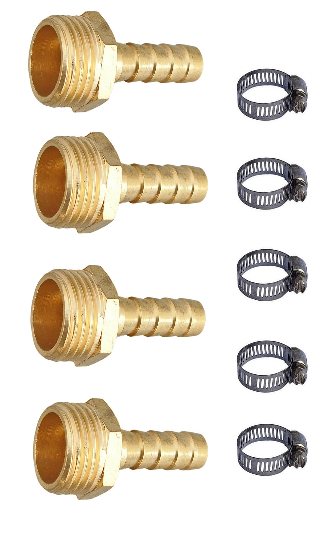 ESEKSAFAR 1/2" inch BSP Thread Barb hose fitting 1-Way Union Pipe Joint set (Male 4pc 1/2" Thread x Barb Hose fitting 3/8" (10mm))