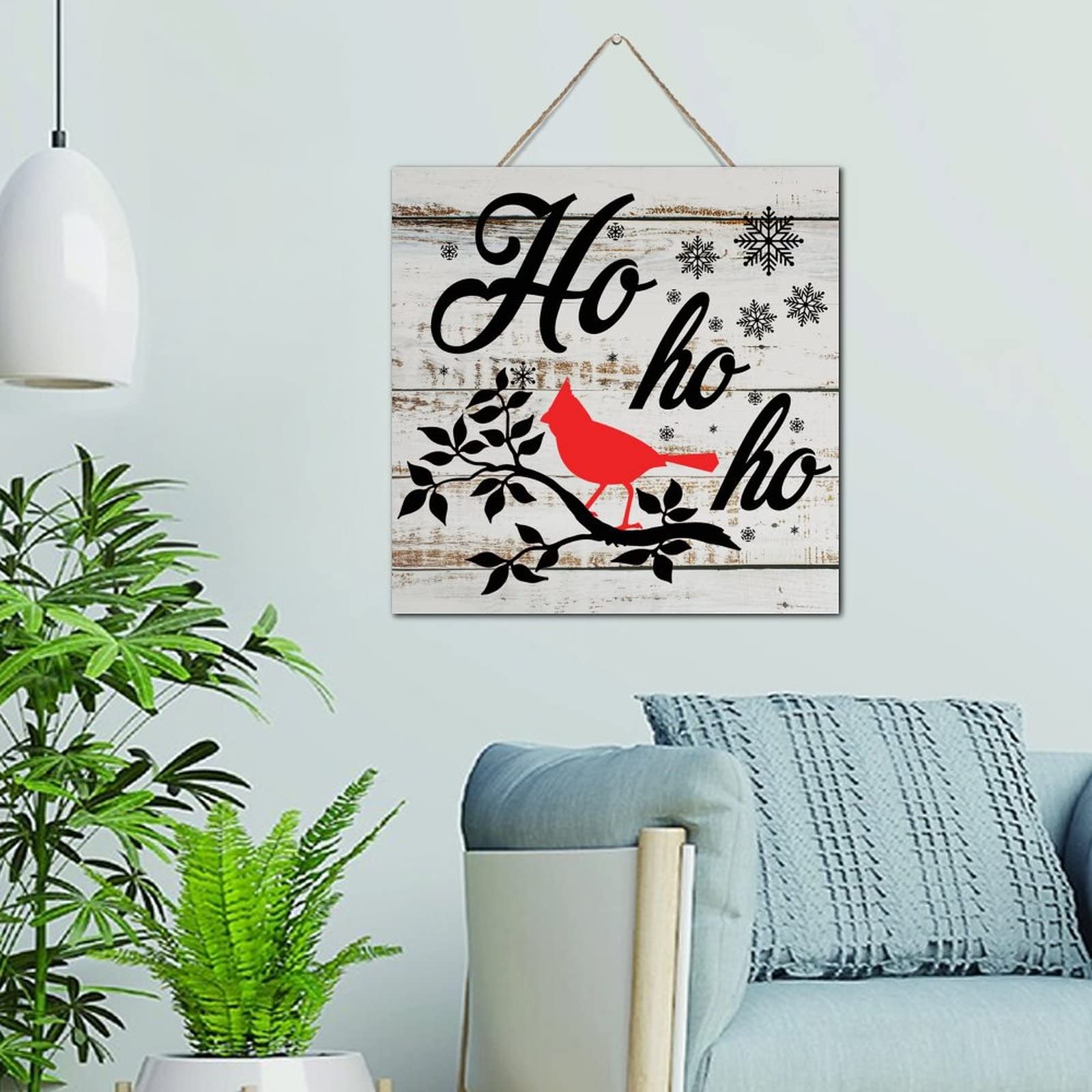 Plaque en bois Cardinal de Noël avec dictons, idée cadeau maison