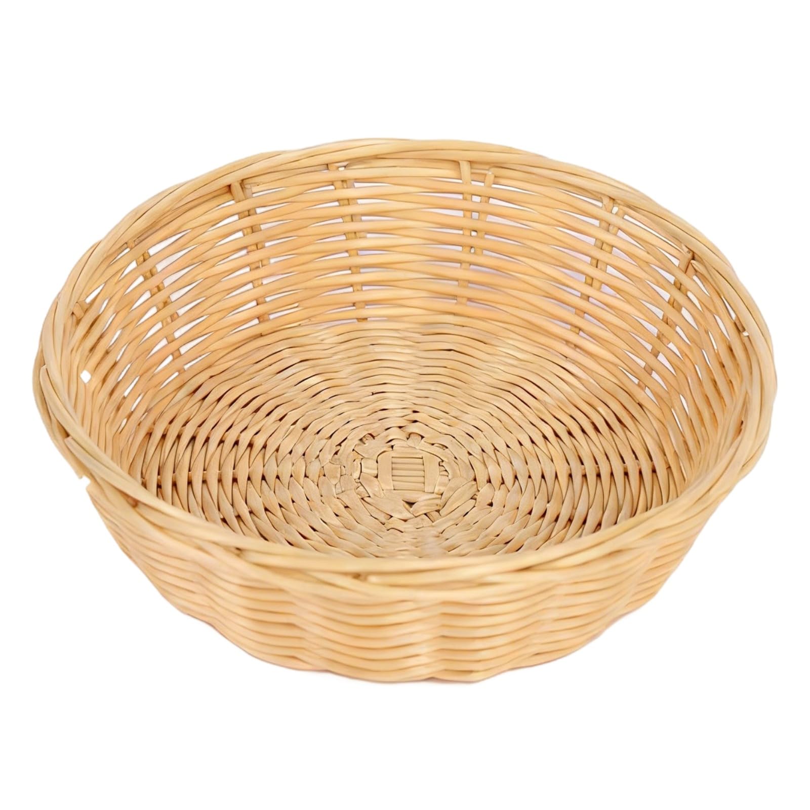 Lot de 10 paniers de service ronds, 22 cm, panier tressé effet rotin en plastique pour fruits, légumes, bonbons et snacks, rangement pour petits objets, jaune, pour cuisine, restaurant, table
