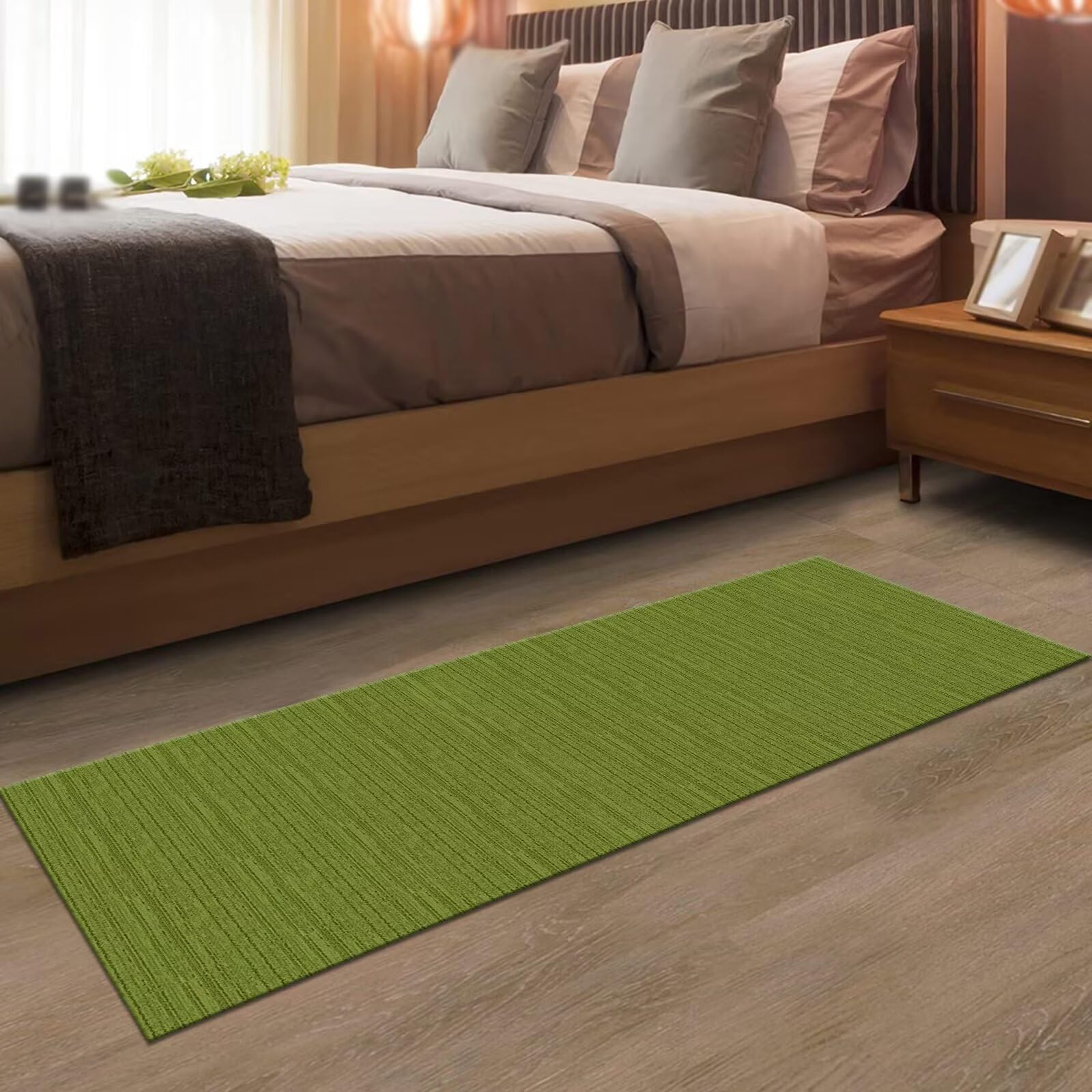 SUCERU Tapijtloper Vloerkleed Antislip Keukentapijt Wasbare Modern Tapijtenlopers 70X140CM Deurmatten Lopers Polyester Lichtgroen Tapijtmatten Ingang Slaapkamer Woonkamer Wasruimte keukenvloermat