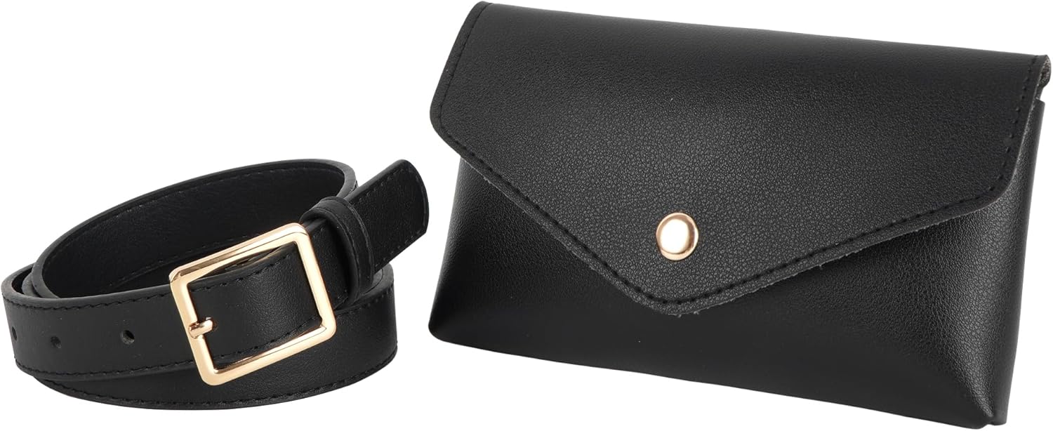 Women Mini Faux Leather Fanny Pack Waist Bag with Belt Travel Cell Phone Bag - Image 4