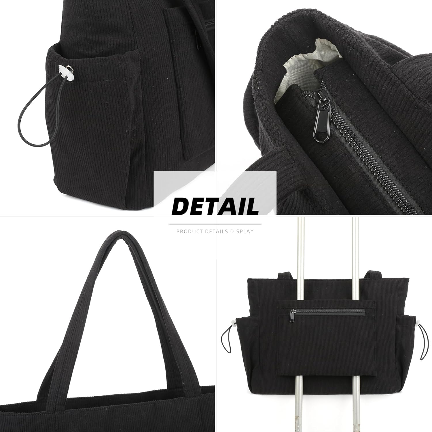 Rueesh Large Corduroy Tote Bag for Women Travel Shoulder Bags Women Work Handbags Everyday Hobo Bag