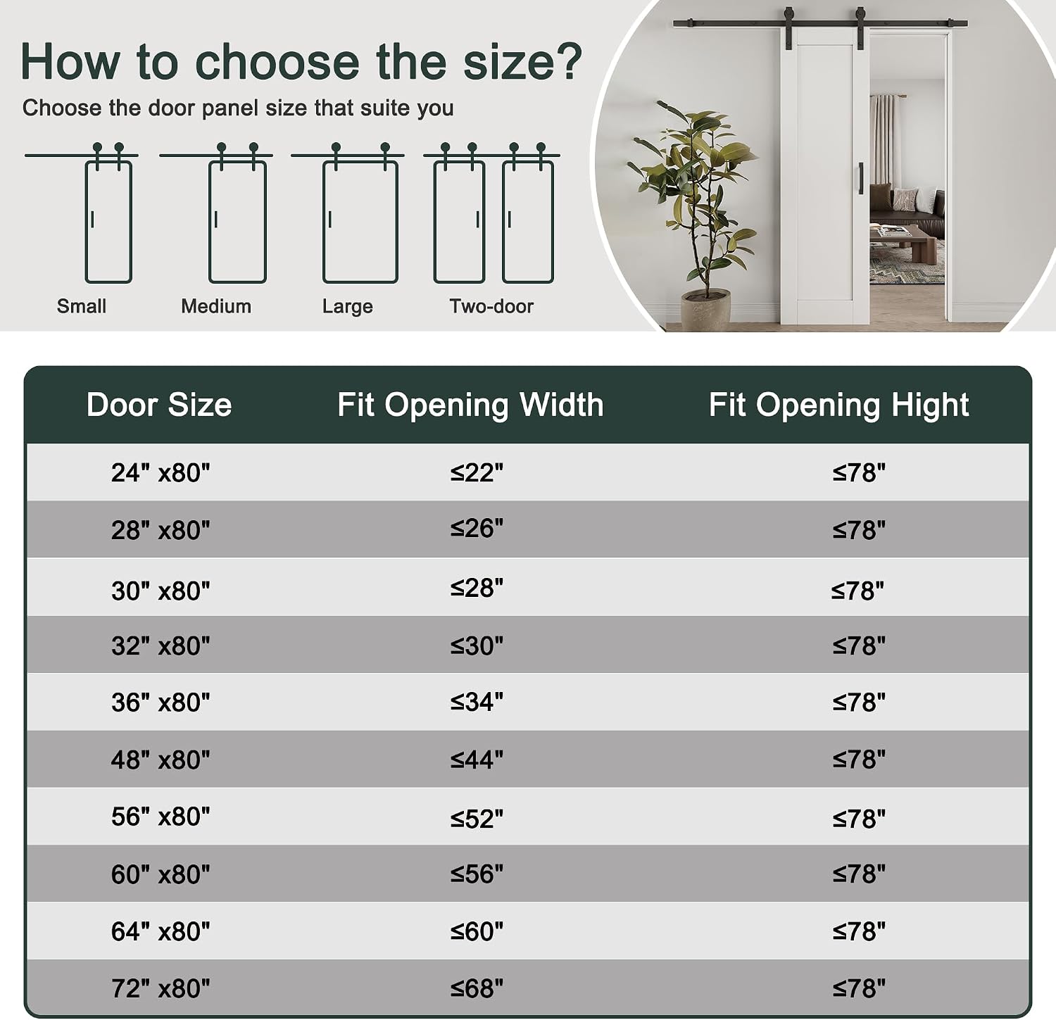 80" H 6Lite Waterproof White Primed Solid Core Composite MDF Wood Sliding Barn Doors with Hardware Kit,28" x 80"