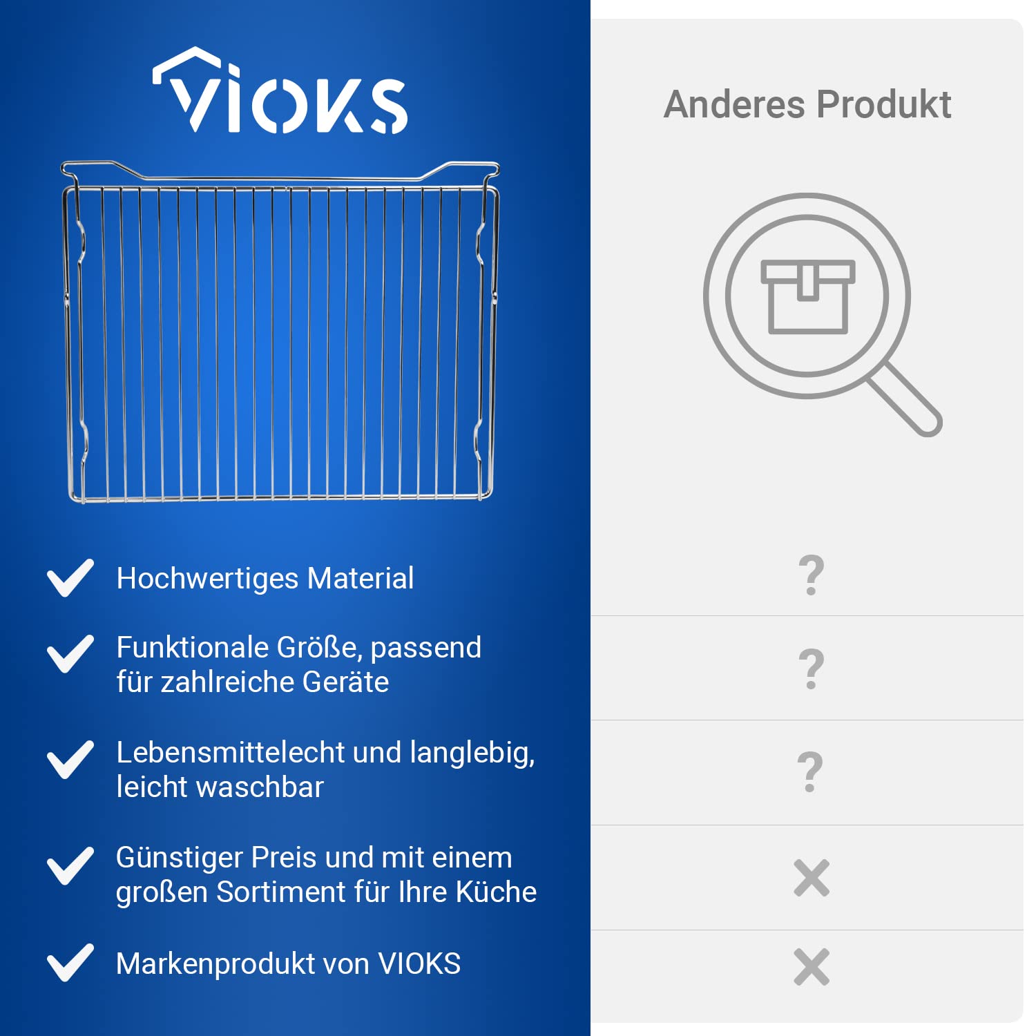 VIOKS Gorenje Grille pour four 455 x 360 mm de rechange pour four Gorenje 421367 et grille de four pour cuisinière Gorenje - Pièces de rechange