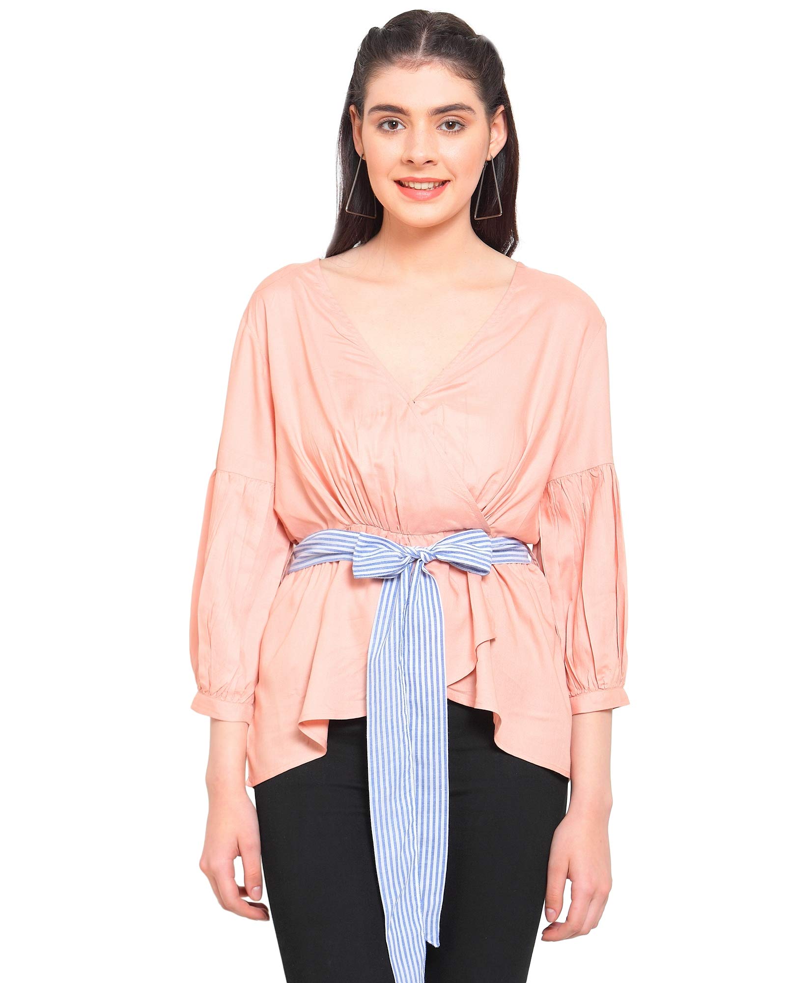 Peach Belted Asymmetric top-image-41