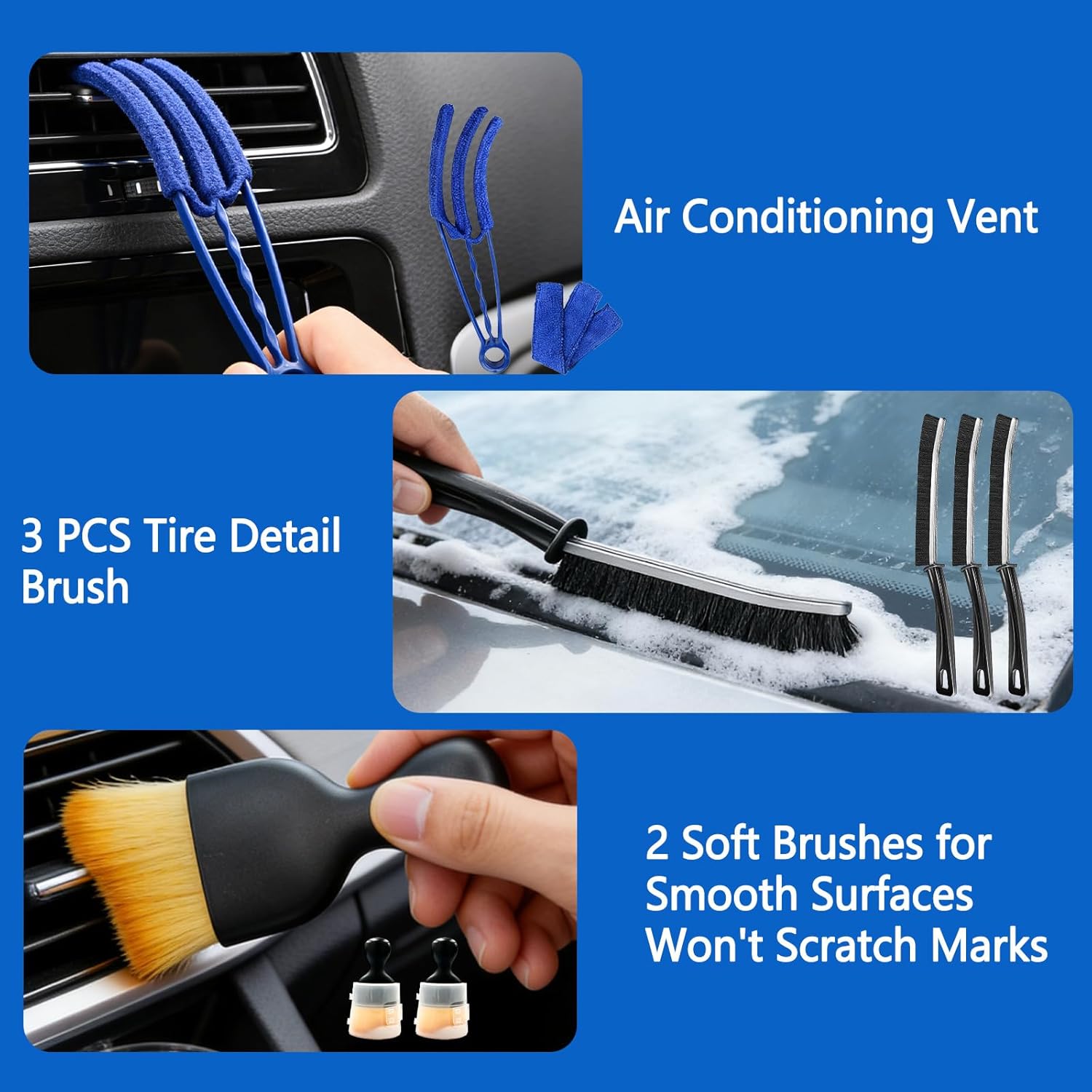 Car Cleaning Kit, 31 Pieces Car Cleaning Brush, Interior Car Cleaning Kit for Interior and Exterior, Detailing Car, to Polish to Clean Wheels, Carpets, Tiles