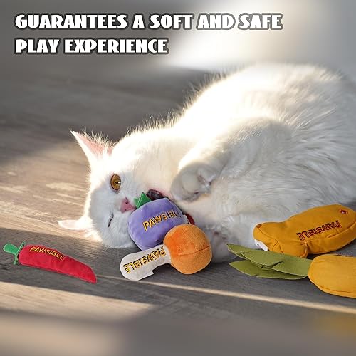 Miniatura 6 de Paquete de 5 juguetes de hierba gatera para gatos de interior  100% relleno de hierba gatera orgánica, sin algodón, juguetes duraderos para la