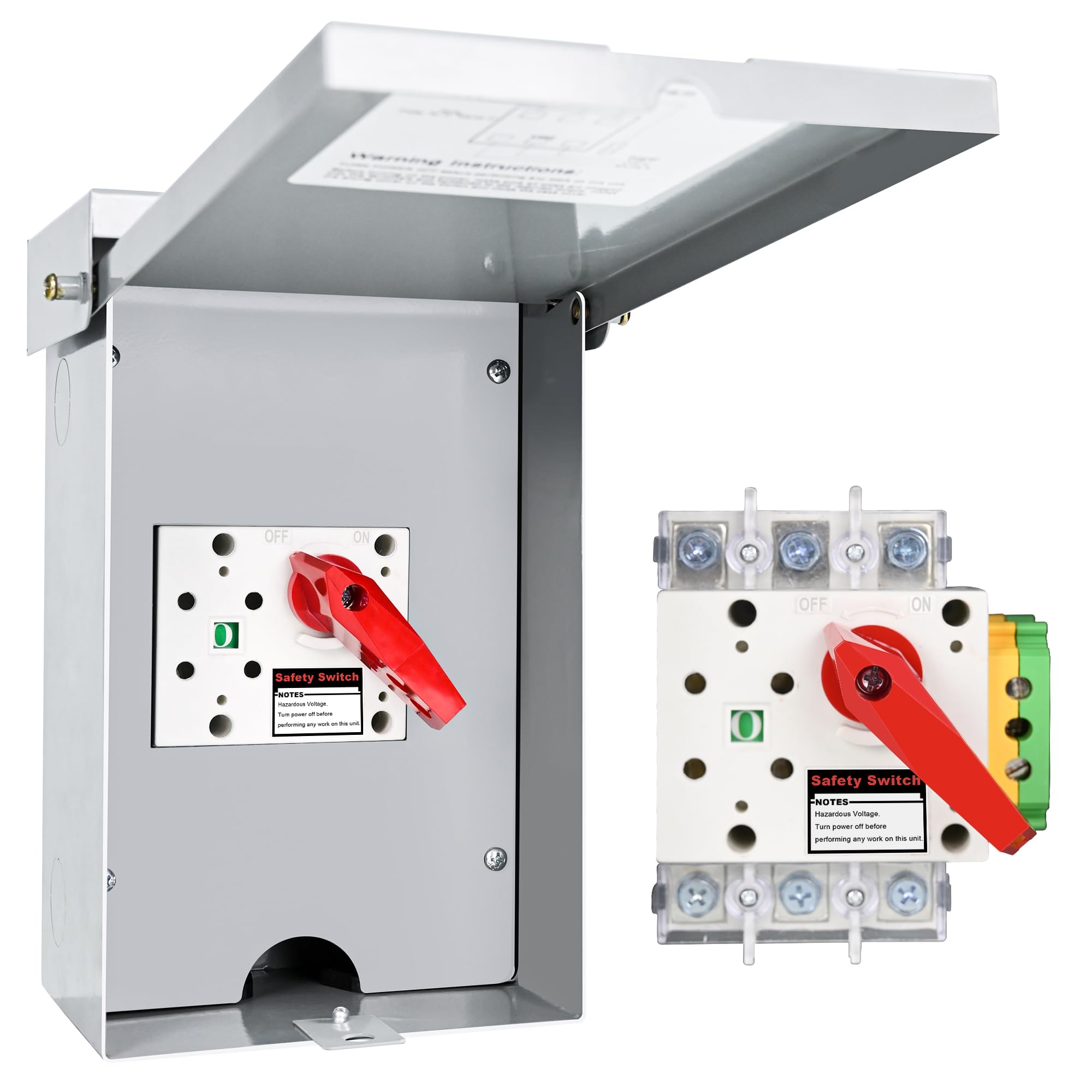 60 Amp Disconnect, 240V General Duty Safety Switch, 3P 4 Wires Non-Fused AC Disconnect Switch Box with Ground, Meeting NEMA 3R Standards for Indoor