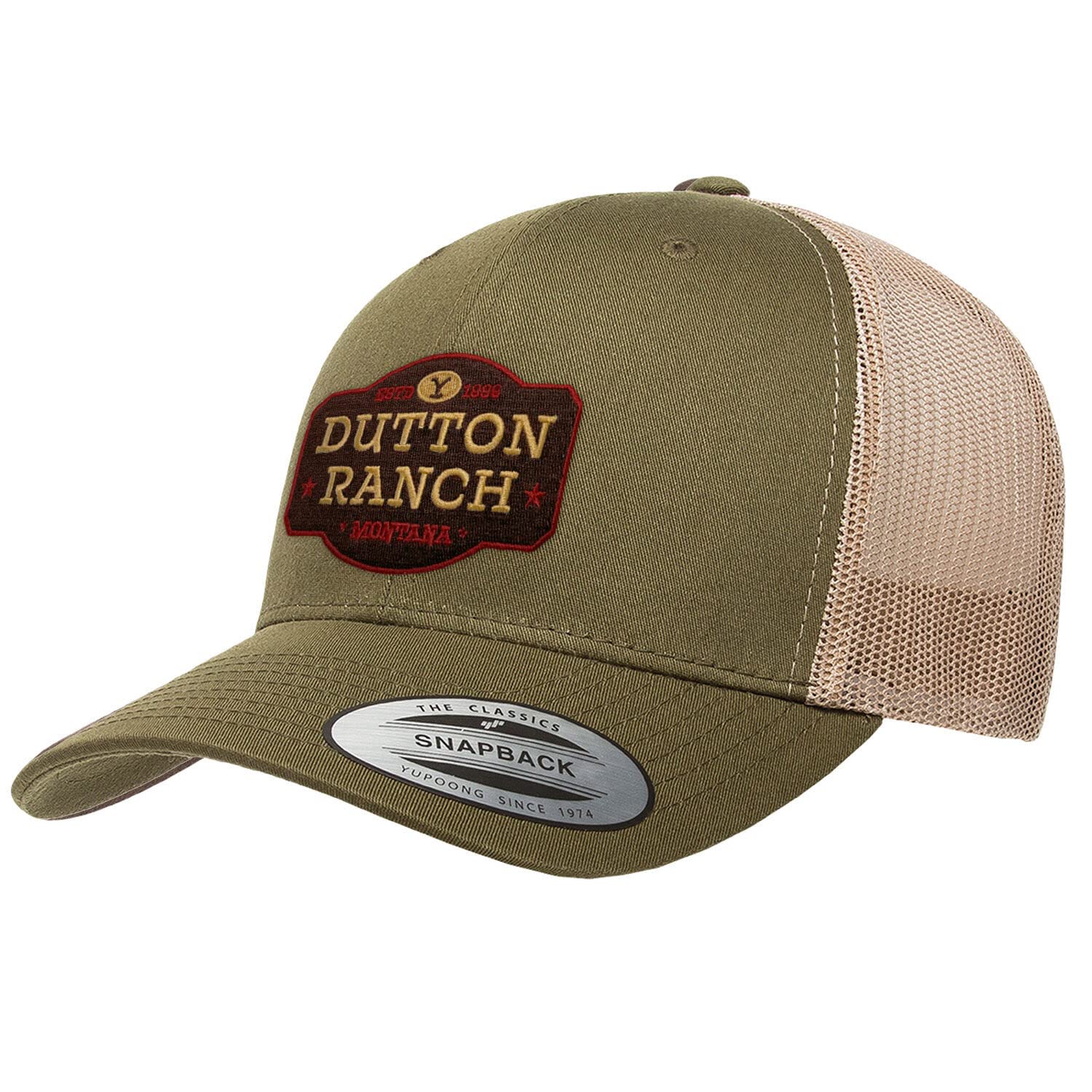 YellowStone Officially Licensed Dutton Ranch Premium Trucker Cap (Olive-Khaki), One Size