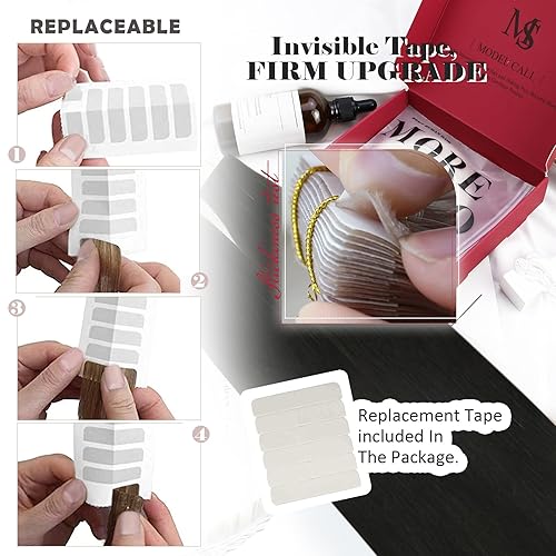 Miniatura 4 de Moresoo - Extensiones de cabello humano con cinta adhesiva de 100 g 40pcs. Remy, recto, color puro, sin costuras, extensiones de pelo., 20 pulgadas,