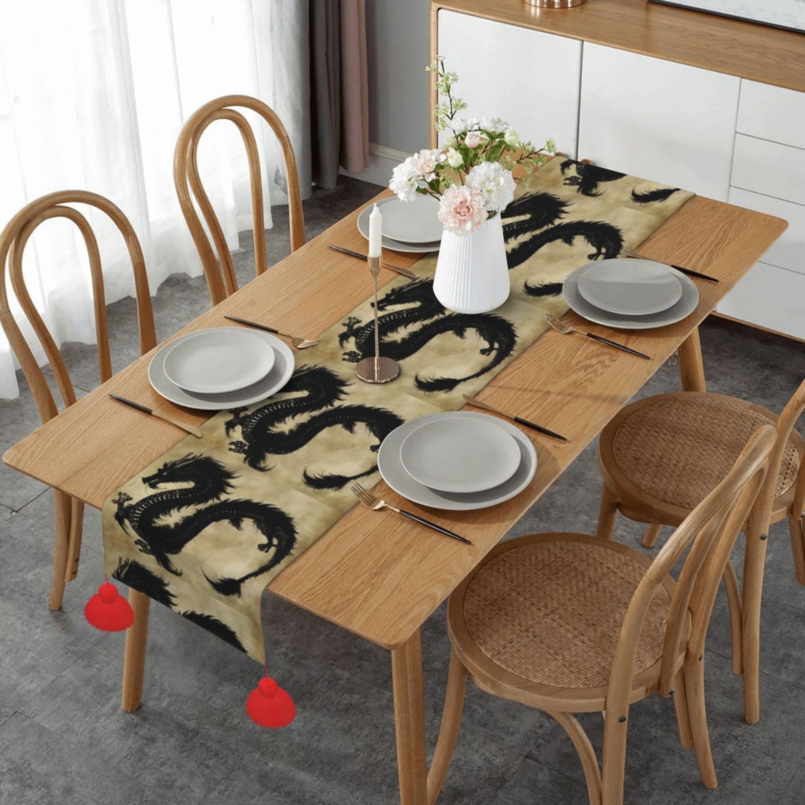 Chemin de table de Noël textile de qualité supérieure pour buffet
