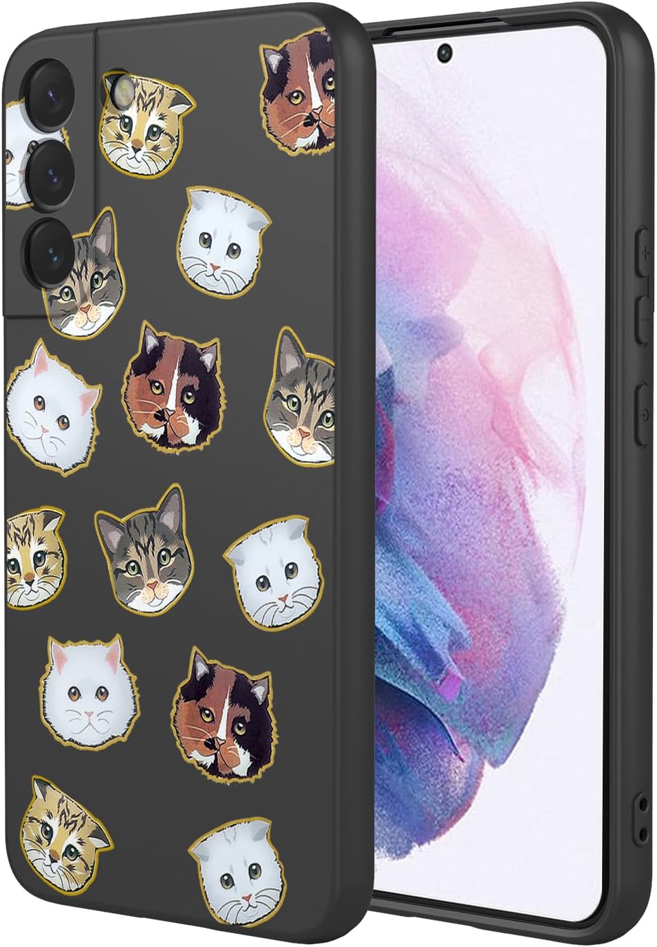 Phone Case for Galaxy S21 Plus Case, Samsung S21+ SM-G996U Case Cute cat Pattern Design Slim Protective Soft TPU Bumper Phone Cover for Samsung Galaxy S21 Plus Black Cat