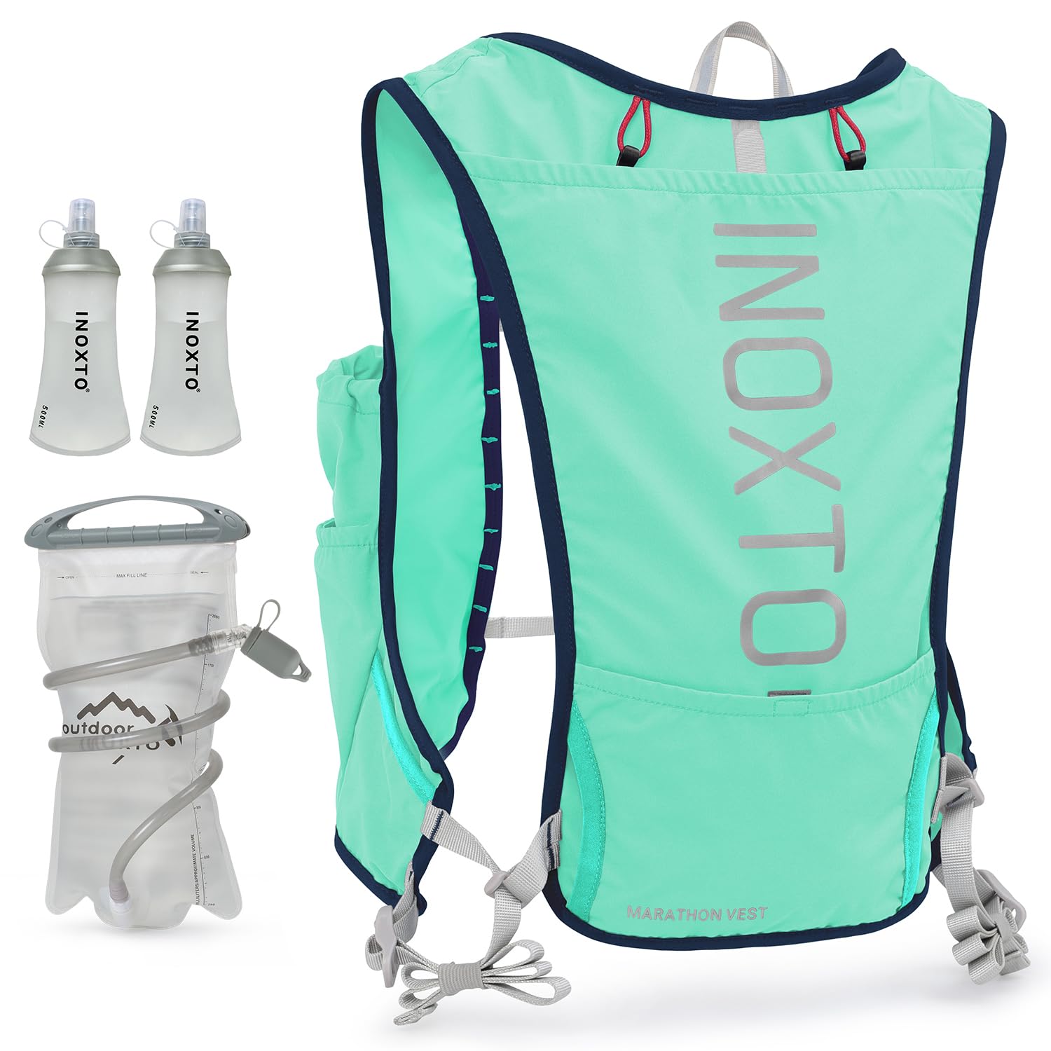 INOXTO Hydration Vest Backpack for Running, Lightweight Insulated Pack with 1.5L Water Bladder for Hiking, Running, Cycling, Racing, Marathon for Women, Men, Kids