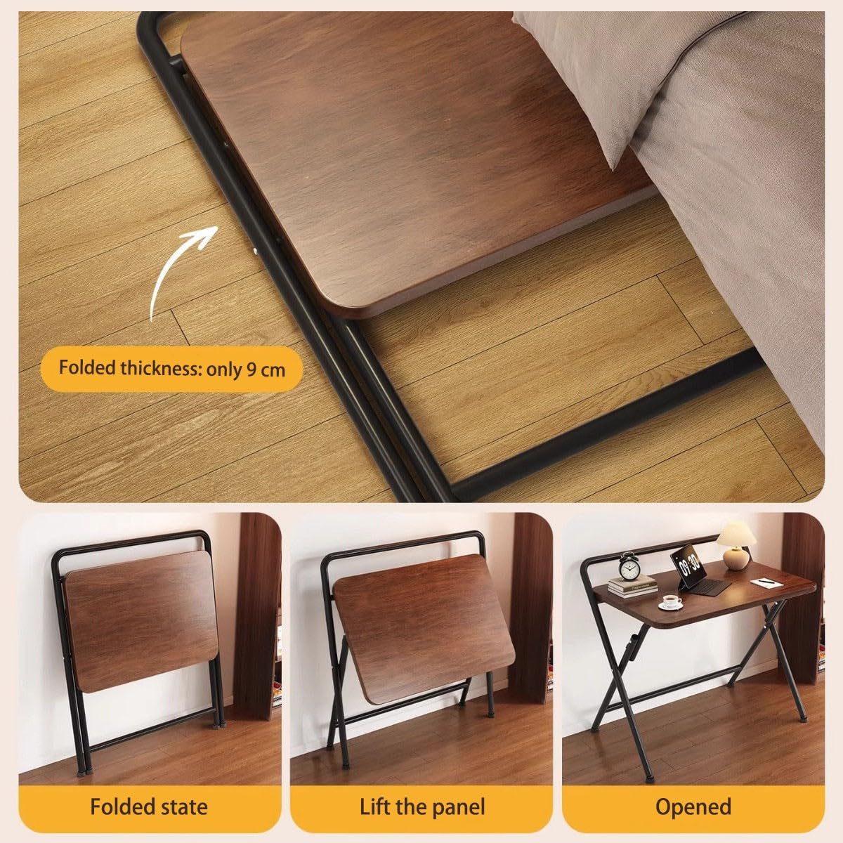 Scrivania pieghevole, postazione di lavoro compatta per computer, studio pieghevole multiuso, nessun assemblaggio necessario, ideale per l'ufficio domestico Wood,60 * 40CM