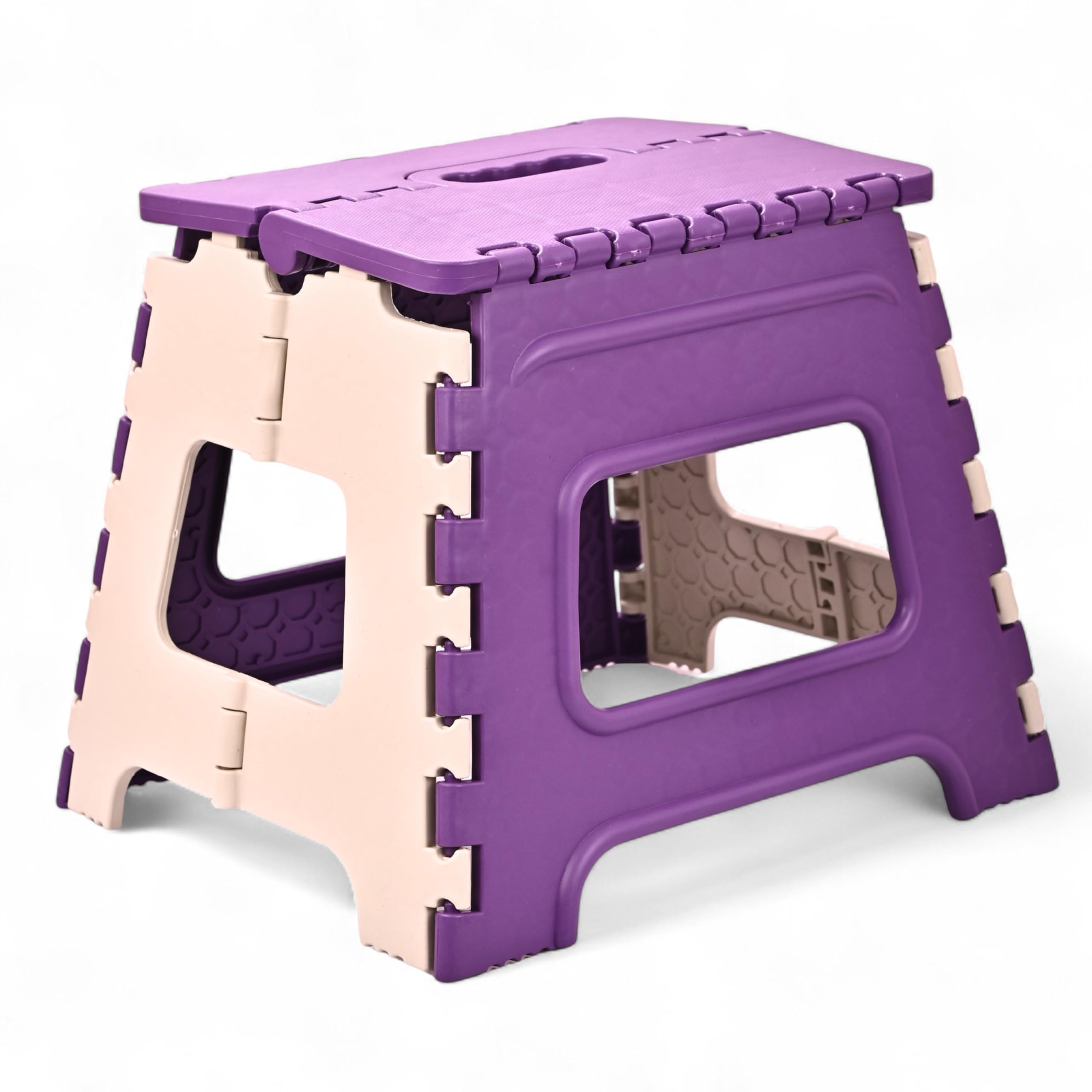 AMEEBA 12-Inch Super Strong Folding Step Stool for Adults & Kids – Foldable Sitting Stool for Home, Kitchen, Garden, Travel – Durable Plastic Feces for Home Use (Purple)-image-23