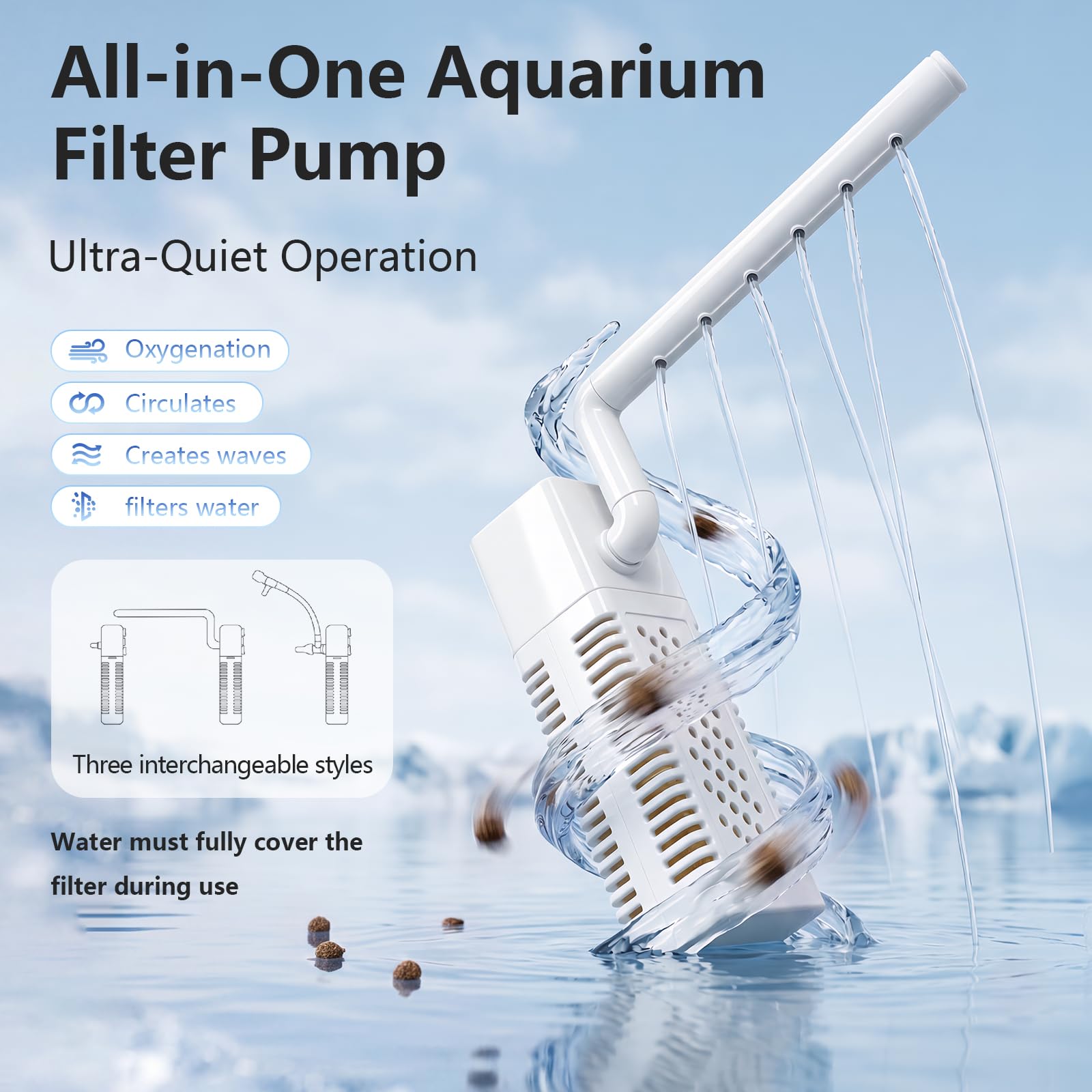 Kit de iniciación de acuario de pecera de 4 galones con filtro y luz, todo en uno, pequeño tanque de peces para Betta, niños y escritorio, nano acuario autolimpiante con tapa (blanco