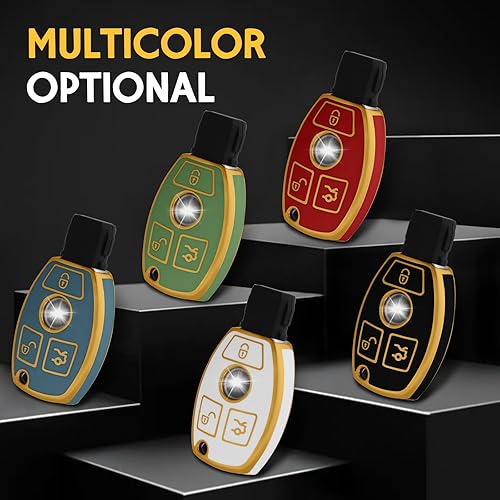 Miniatura 7 de WORCAS Funda para llavero de automóvil de Mercedes Benz, con protección de TPU suave, compatible con Mercedes Benz C E S M CLS CLK G Class Keyless
