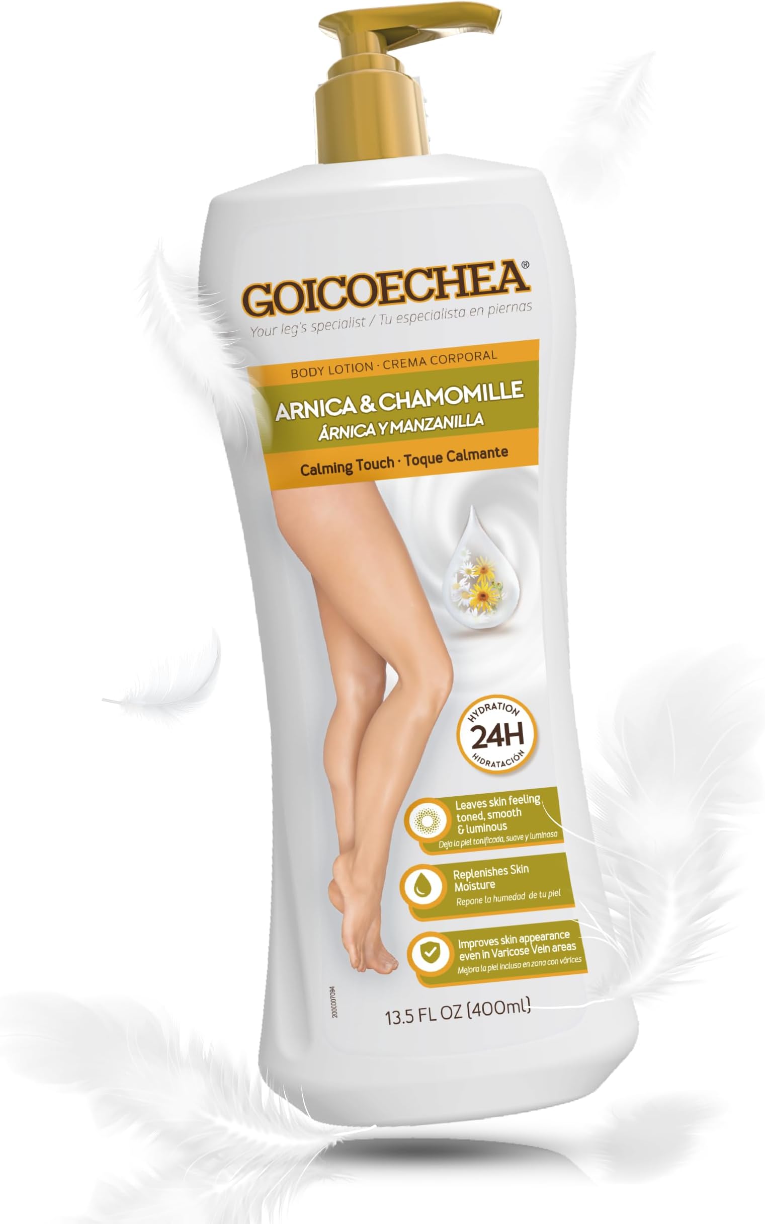 Calming Touch Body Lotion, Moisturizing Skin Care with Arnica & Chamomile, Improves Appearance of Varicose Veins & Blemishes, Smooths & Tones, 13.5 oz