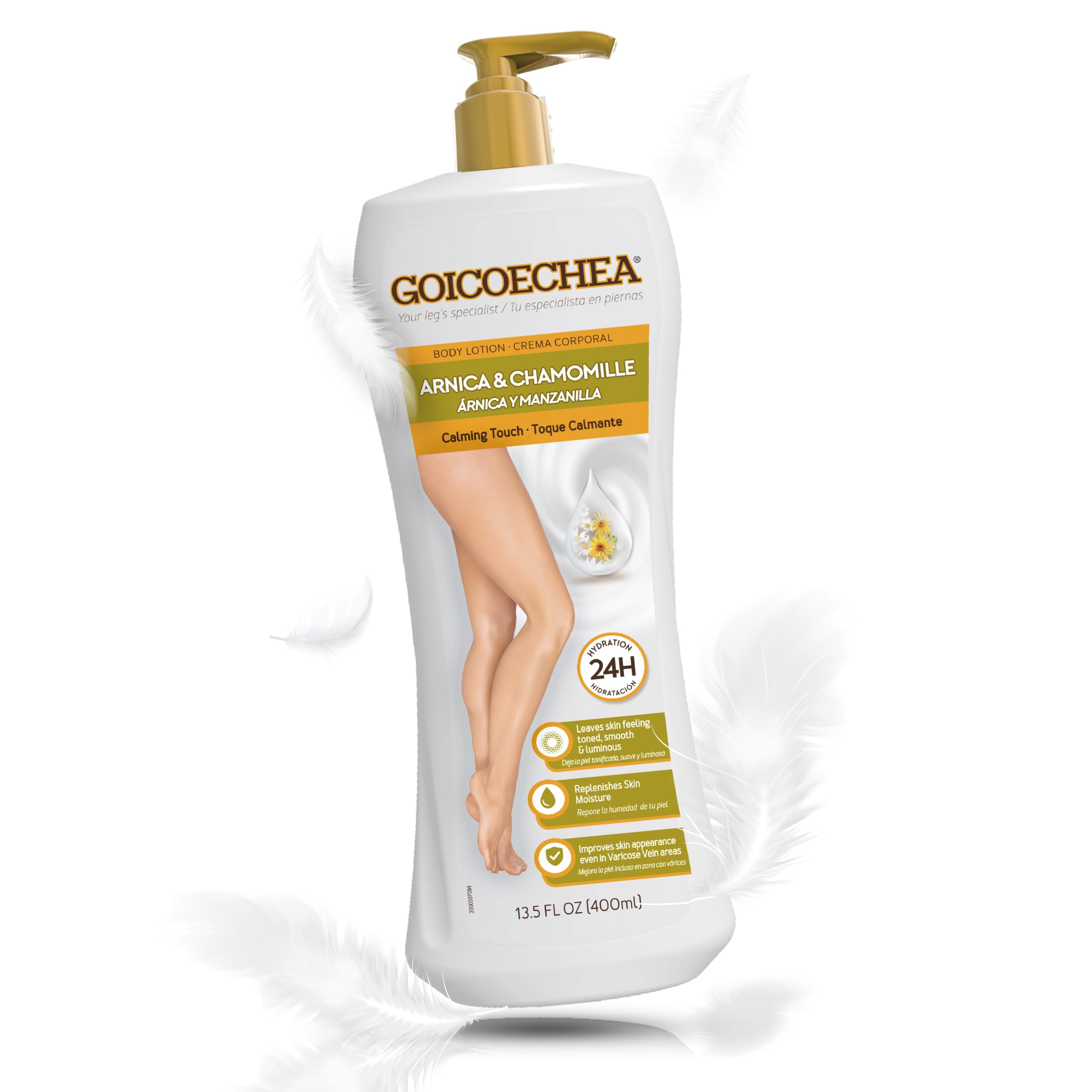 GoicoecheaCalming Touch Body Lotion, Moisturizing Skin Care with Arnica & Chamomile, Improves Appearance of Varicose Veins & Blemishes, Smooths & Tones, 13.5 oz