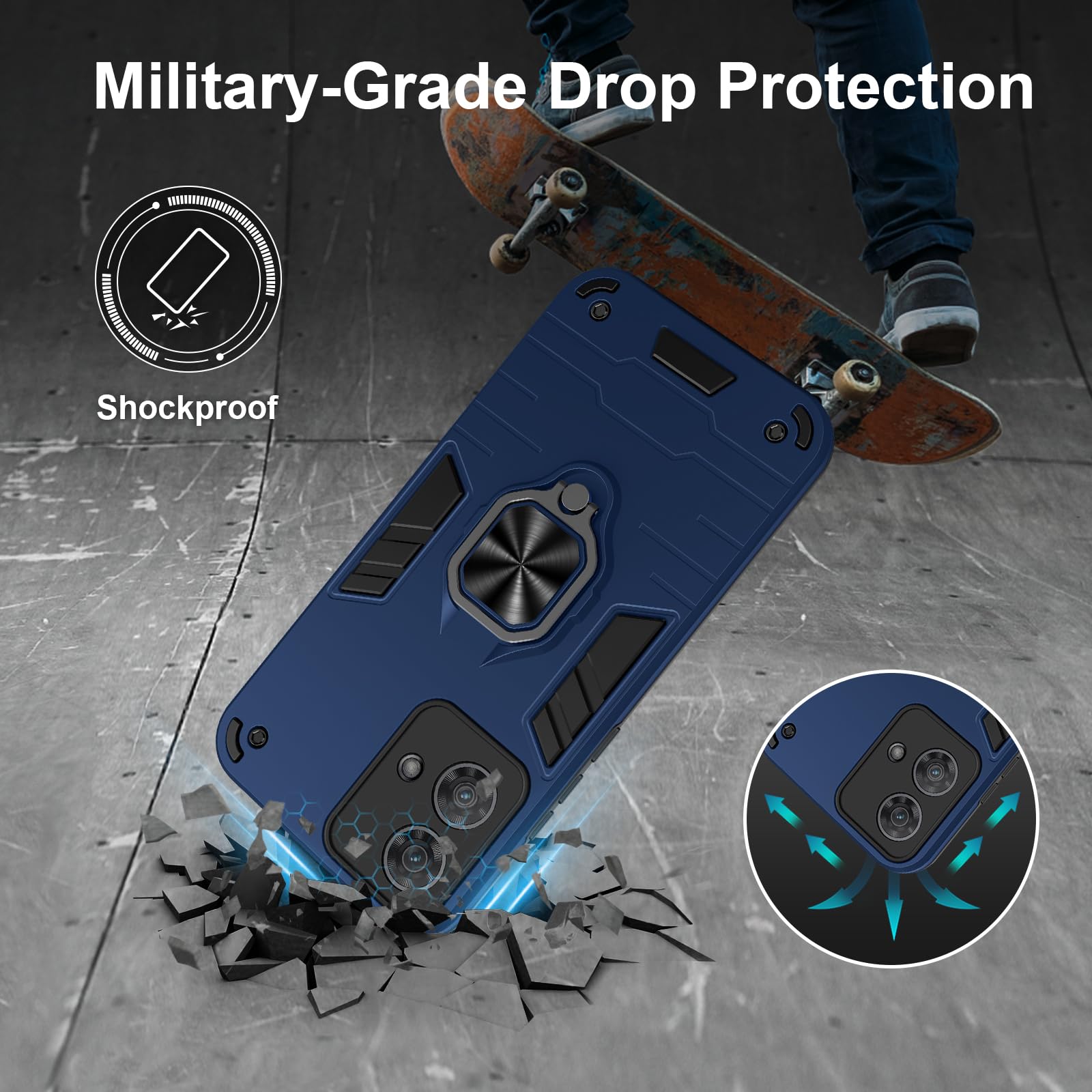 Funda para CMF Phone 2 Pro, Carcasa Antigolpes con Soporte anular metálico, Case Protectora de Grado Militar, Negro — view 475