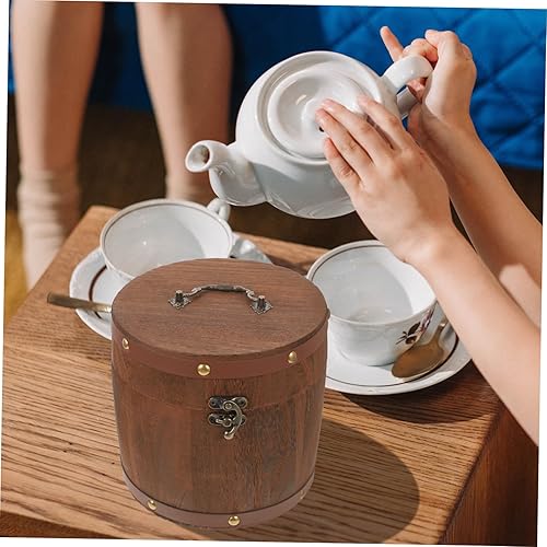 Miniatura 4 de Alipis Caja de té de estilo vintage Set Cubo de té de madera Soporte de almacenamiento portátil Estilo marrón claro