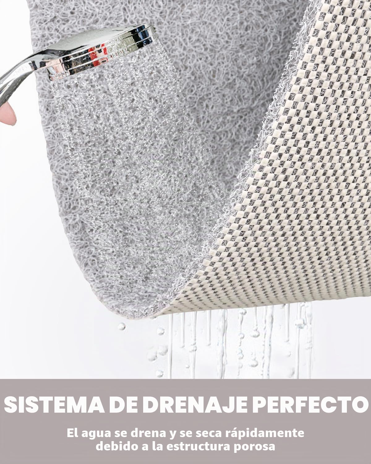 Alfombrilla de ducha antideslizante, 80 x 100 cm, extra grande, de seguridad, con orificios de drenaje, suave y cómoda, de PVC, para masaje, antideslizante, para ducha, secado rápido