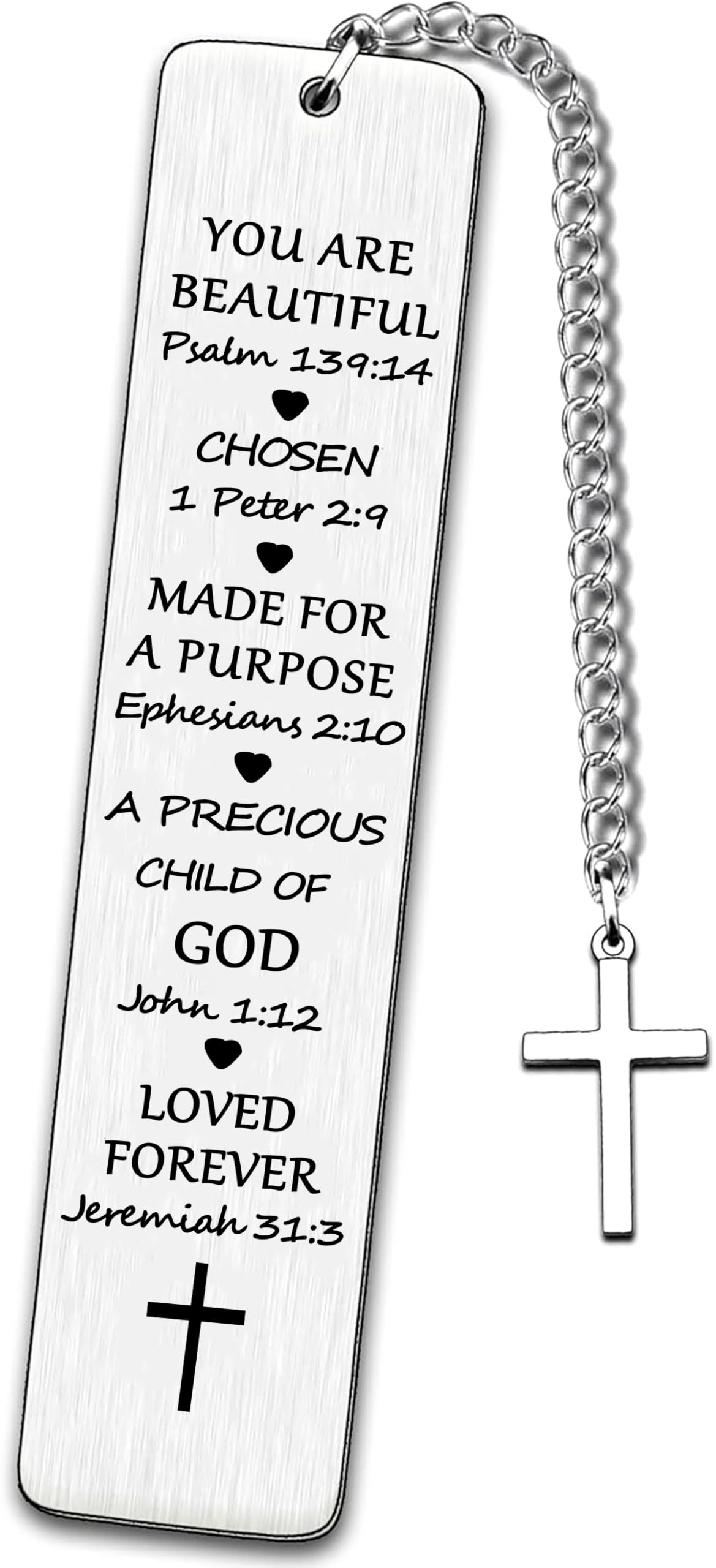 Posoto Unisex Silver 1Pcs Inspirational Christian Bookmark Gifts For Women Bible Verse Bookmark For Girls Book Lovers Birthday Valentine Day Christmas Baptism Religious Church Gifts For Female Friend