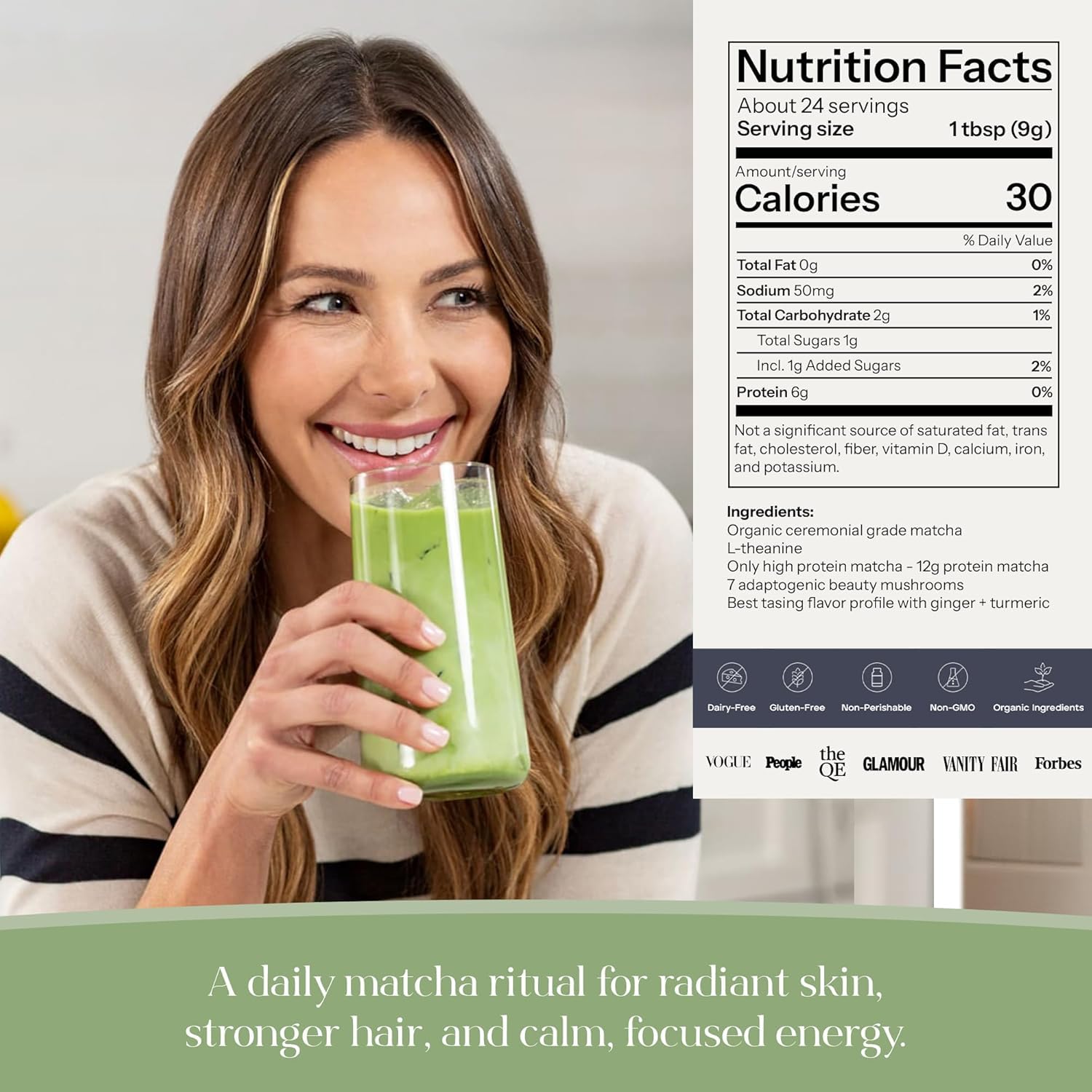 Kroma Beauty Matcha Latte Powder 17 75oz 503g 60 Servings Ceremonial Grade Japanese Matcha Green Tea with Collagen — view 2