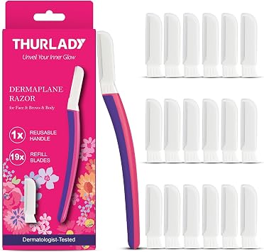 Face Razors for Women Dermaplaning, 1 Handle + 19 Refills, Fuchsia