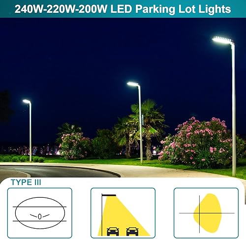 Miniatura 6 de HiBay MAX. 240W LED Parking Lot Lighting with Dusk to Dawn Photocell, 38400LM (160LMW), 5000K Street Flood Light, Outdoor Shoebox Lights with
