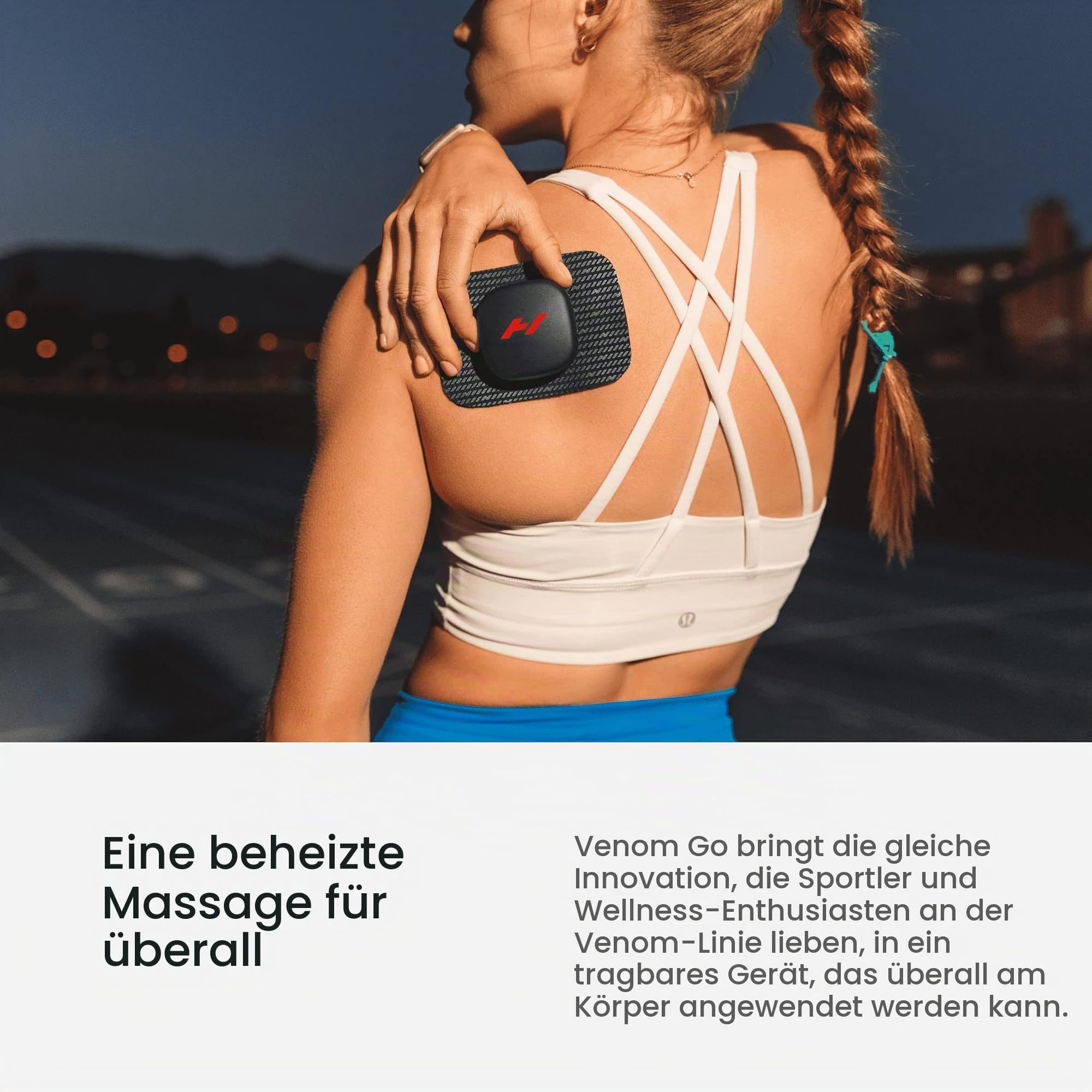 Hyperice Venom Go Kompaktes, tragbares Wärme und Vibrations therapiegerät | Punktuelle Behandlung zur Lockerung und Beruhigung von Muskelkater | Inklusive 3 Pads für bis zu 20 Anwendungen pro Pad