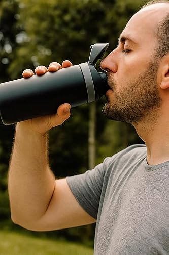Miniatura 3 de Botella de agua de acero inoxidable aislada al vacío con pajilla, termo de viaje duradero a prueba de fugas para gimnasio, deportes al aire libre y