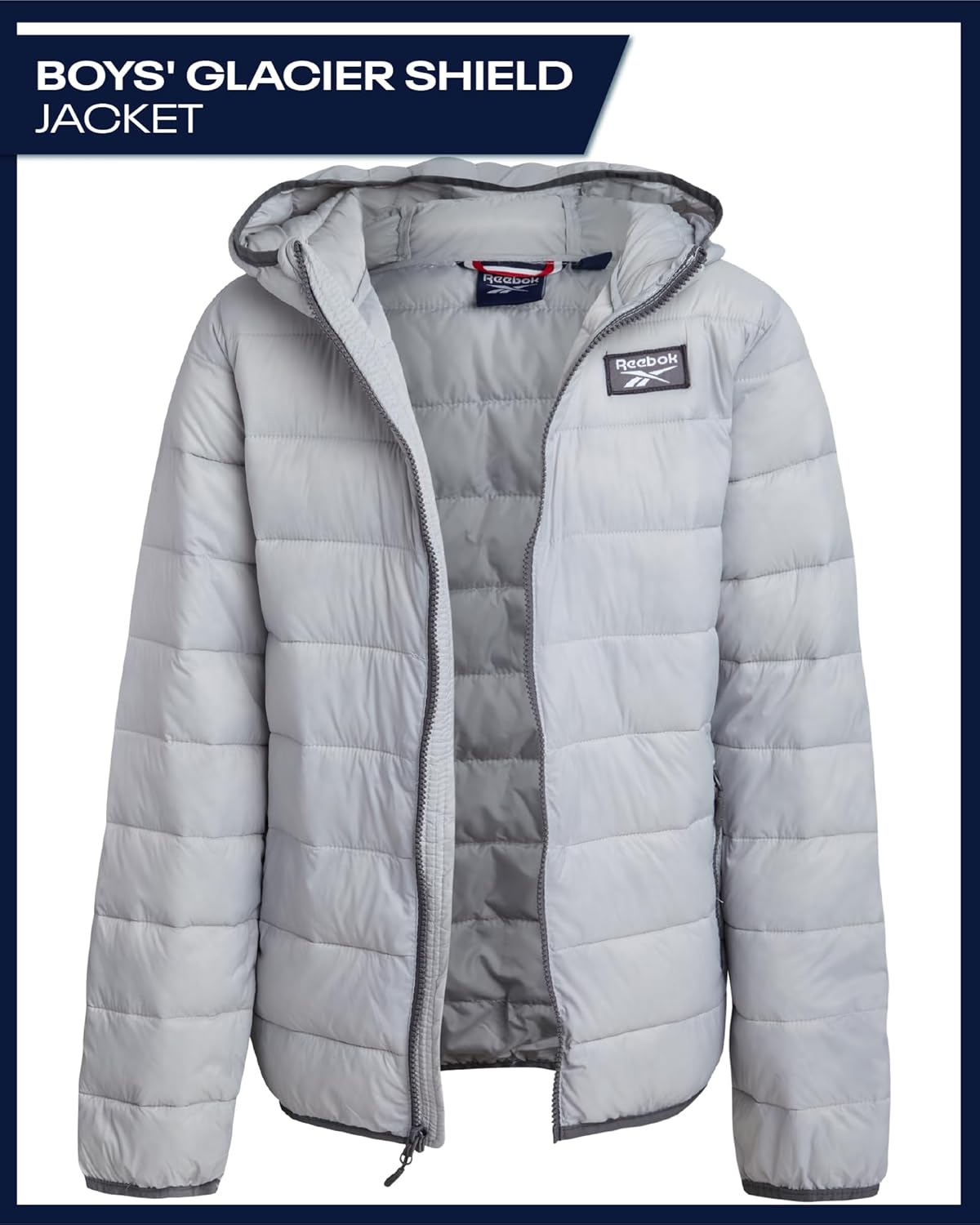 Reebok Boys Winter Coat - Lightweight Insulated Puffer Jacket - Wind & Water Resistant Quilted Hooded Winter Jacket for Boys - Image 3