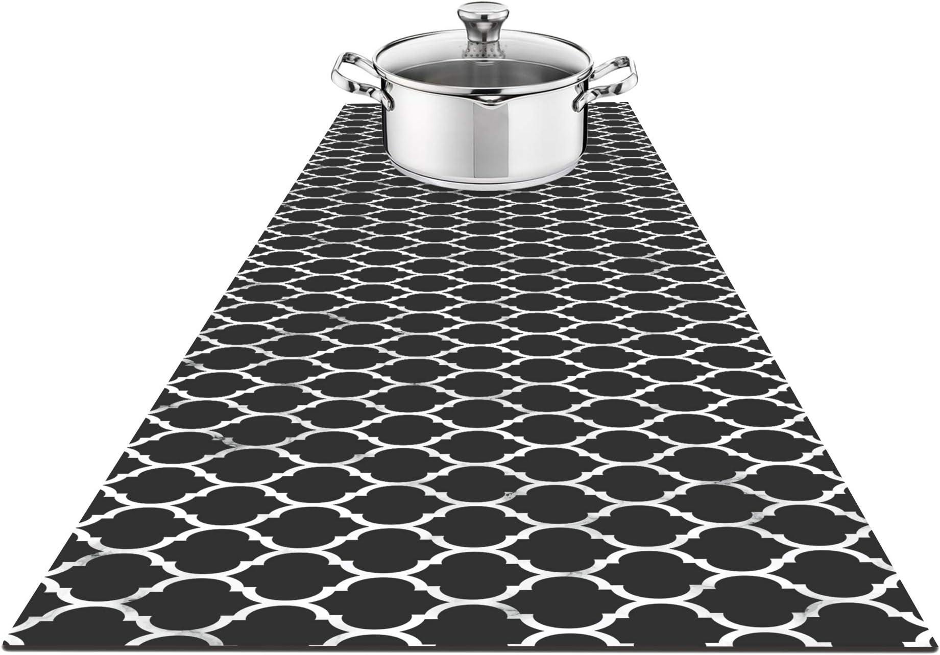 Hotrun 2 in 1 Heat Resistant Trivet & Table Runner, 47 Inches Long Trivet for Hot Pots and Pans, Handles Heat Up to 356F, Anti Slip, Waterproof, Ideal for Countertops (Décor Black)